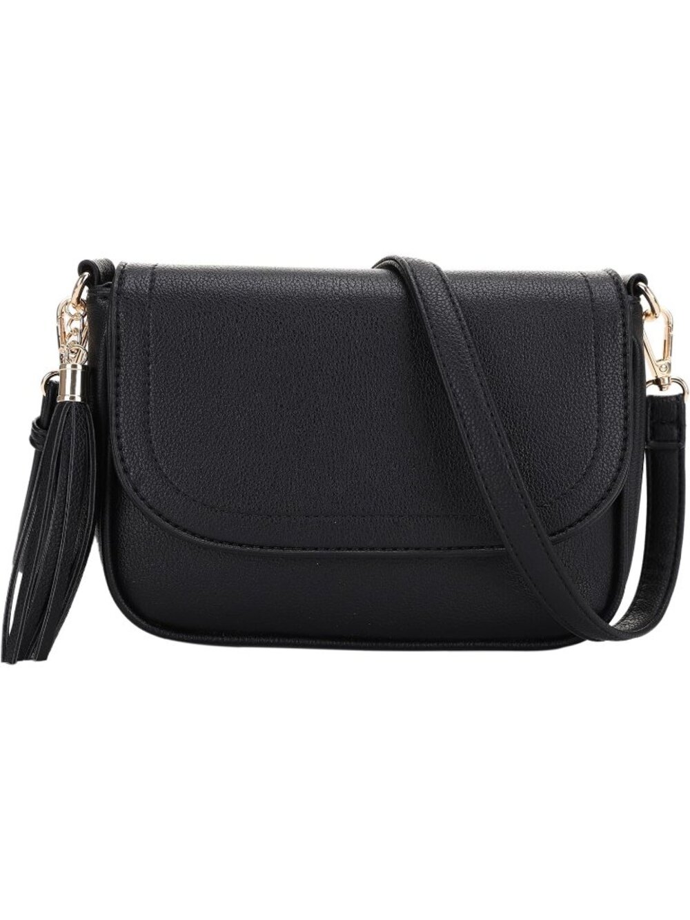 〽️Women's Black Small Tassel Vegan Leather Trendy Flap Crossbody Shoulder Bag